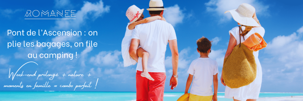 Famille sur la plage pour le pont de l'Ascension.